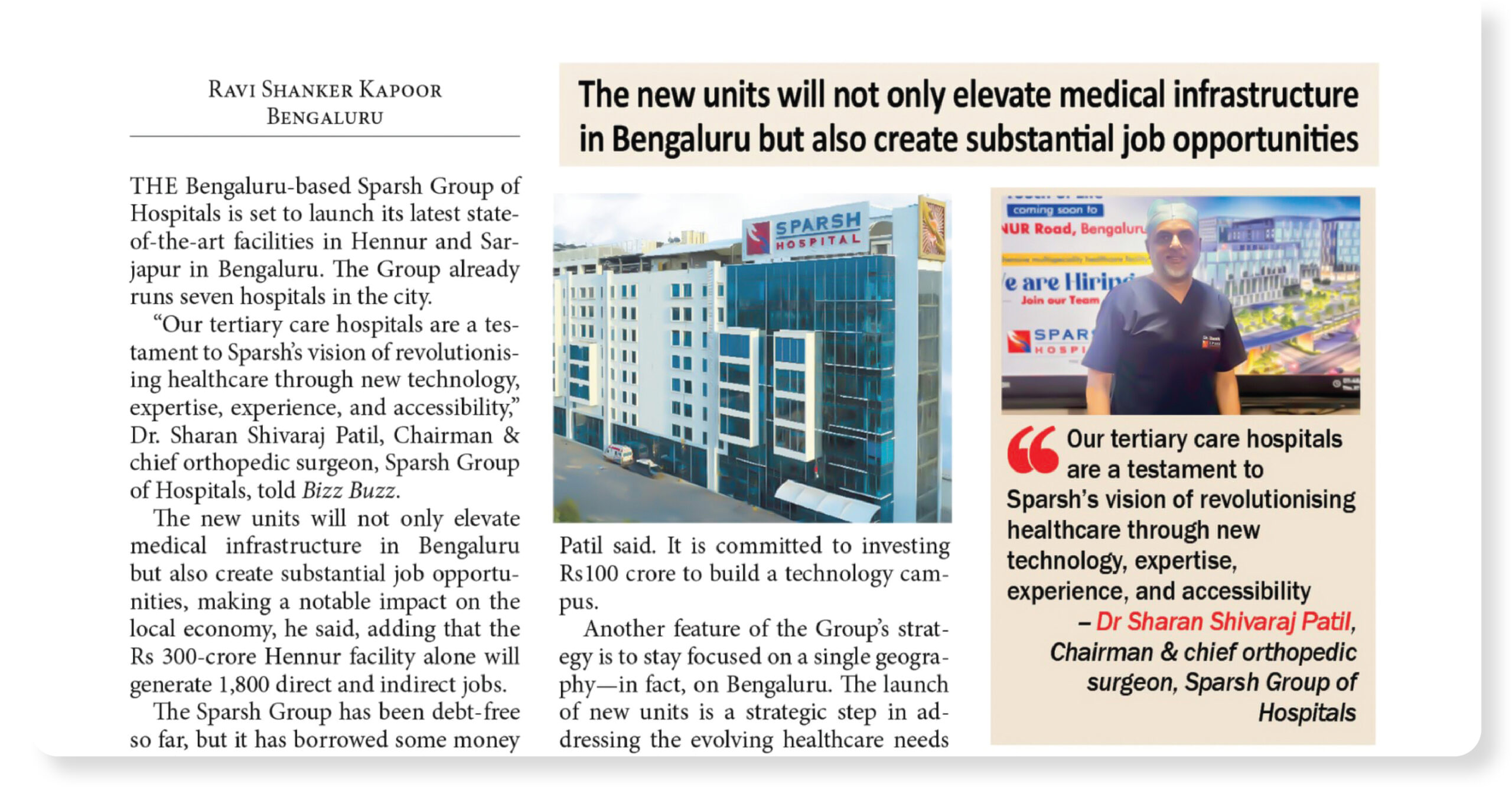 SPARSH Hospital is expanding! Coming soon to Hennur & Sarjapur Road, Bengaluru!